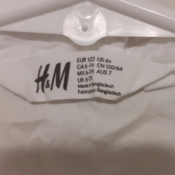 H&M Boys White Casual Cotton Button Down Shirt  Size 6-7 - Picture 2 of 5